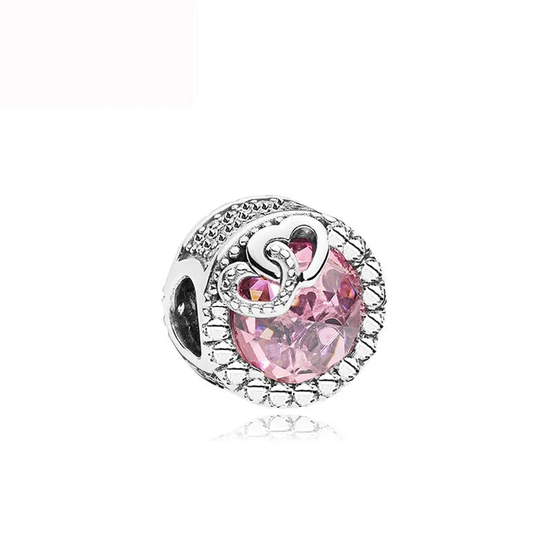2025 Hot selling 925 Silver Pink Bird Moon Pendant Suitable for European Bracelets DIY Accessories Women's Charm Jewelry Gifts
