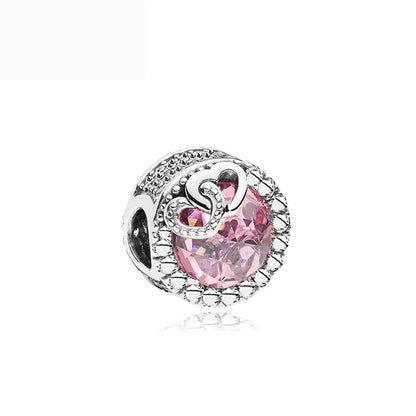 2025 Hot selling 925 Silver Pink Bird Moon Pendant Suitable for European Bracelets DIY Accessories Women's Charm Jewelry Gifts