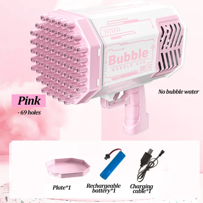 Bubble Gun Machine Without Solution - 40/69/109 Holes Blaster for Kids Outdoor Summer Toy, Party Favors - Bubble Maker Blowers