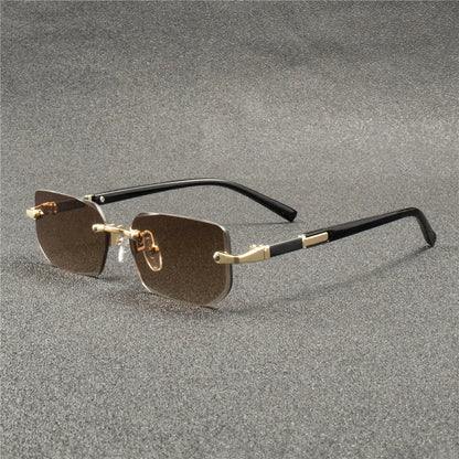 5PCS Rimless Sunglasses Rectangle Fashion Popular Women Men Shades Small Square Sun Glasses  For Female male Summer Traveling