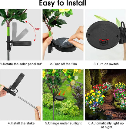LED Solar Light Azalea Flowers Garden Lamp Home Decorative Light Landscape Orchid Rose LampYard Lawn Path Holiday Wedding Lights