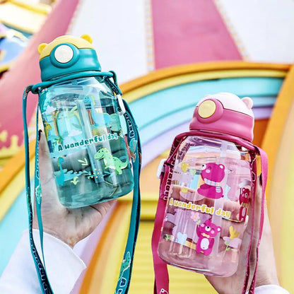 Cute Kids Water Bottle with Straw Free BPA Leakproof Outdoor Portable Children's Cups School Water Bottle for Children