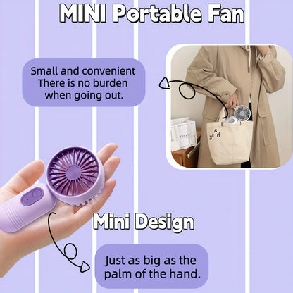 USB Mini Rechargeable Portable Fan with 3 Speeds, Handheld Fan for Gift Choice, Perfect For Office, Outdoor, Travel, Camping
