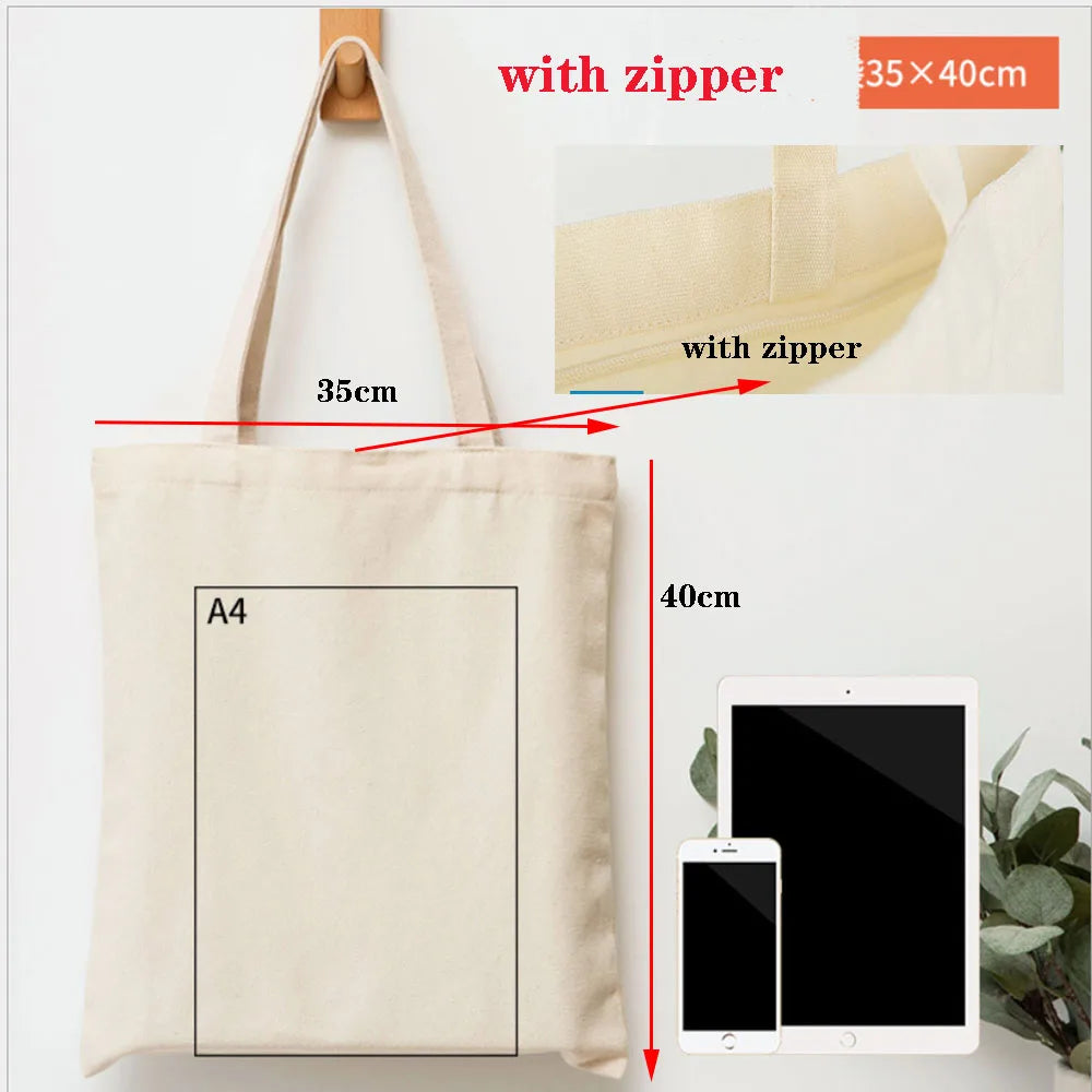 Canvas Cotton bag grocery handbag Foldable Fabric tote bag portable Storage organizer Shopping bag for woman Cloth organizer bag