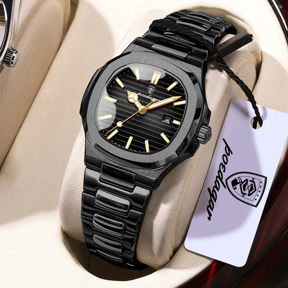 POEDAGAR Fashion Square Watches For Woman Waterproof Luminous Date Ladies Watch Stainless Steel Luxury Quartz Women's Wristwatch