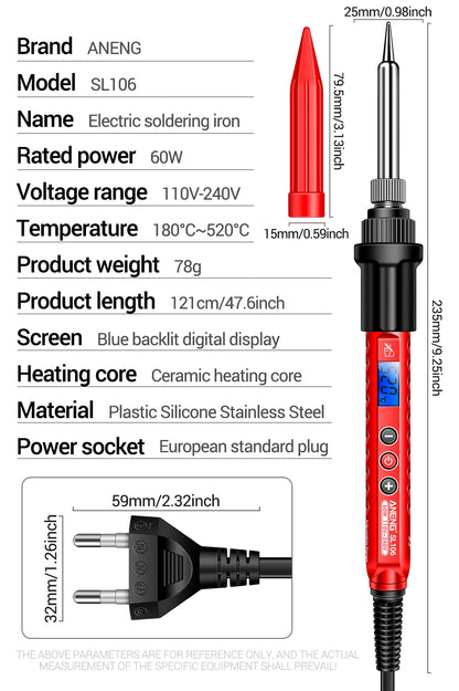 ANENG 60W Professional Electric Soldering Iron Adjustable Temperature SL106 EU/220V US/110V Welding Repair + M113 Multimeter Too