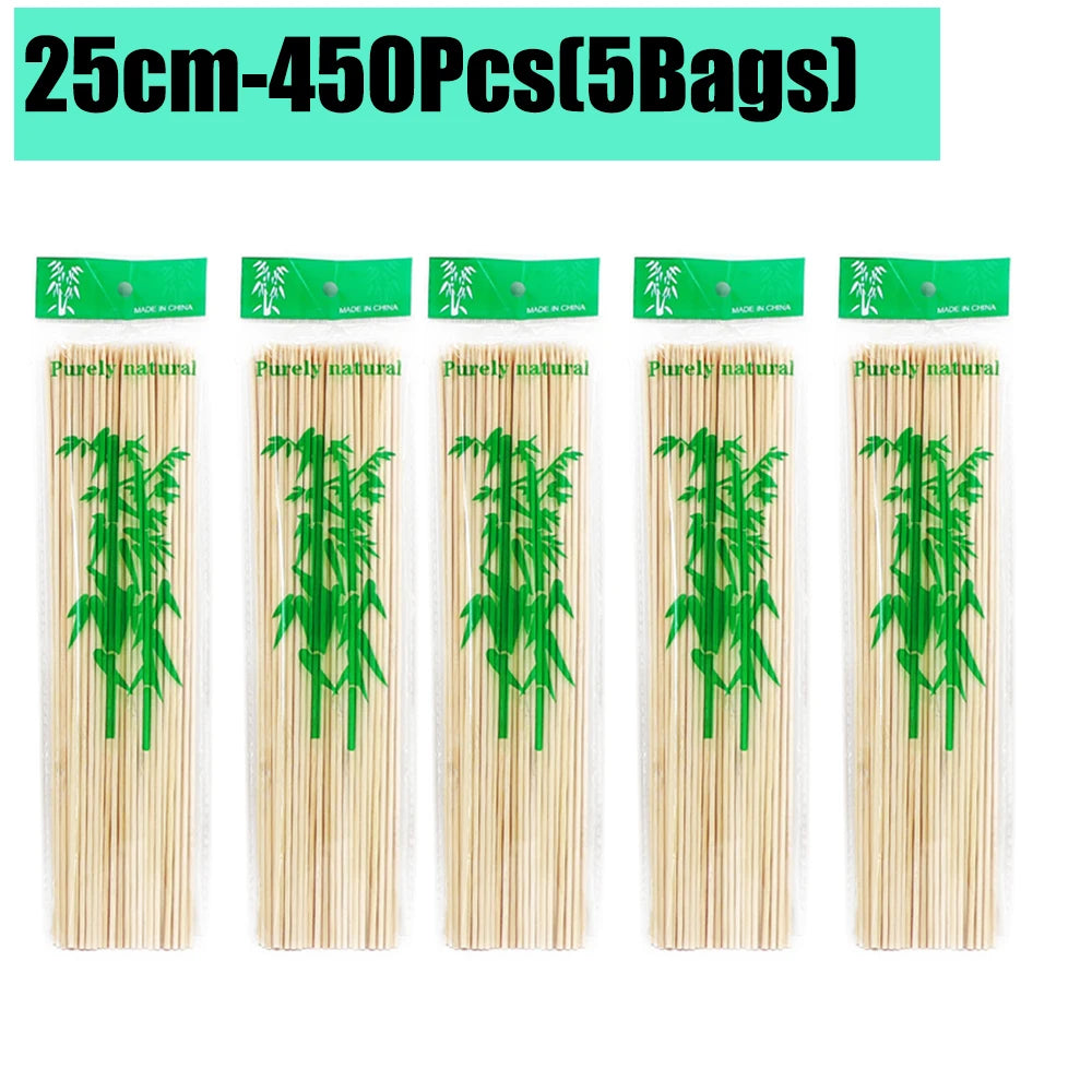 90-1350Pcs Bamboo Wooden BBQ Skewers Sticks Disposable 15/20/25/30cm for Grilling, Fruit, Kabob,BBQ, Barbecue, Camping, Outdoor