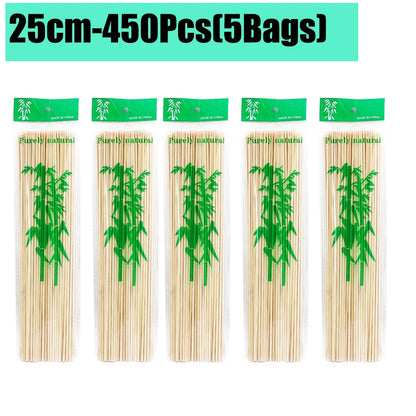 90-1350Pcs Bamboo Wooden BBQ Skewers Sticks Disposable 15/20/25/30cm for Grilling, Fruit, Kabob,BBQ, Barbecue, Camping, Outdoor