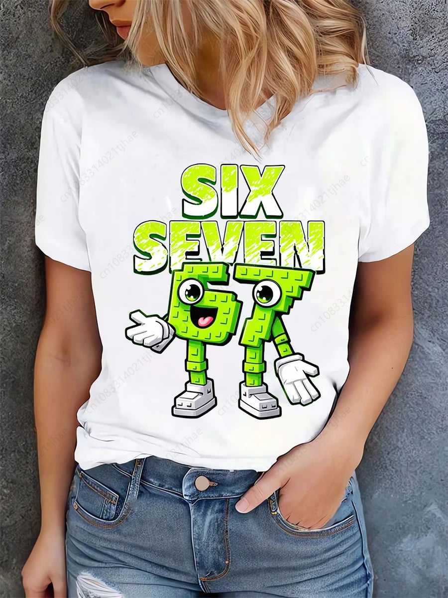 Funny 67 Brainrot Women T Shirts for Laddy Six Seven Brain Rot T-Shirt Party Tshirt for Girls T shirt for Woman Tops Tees