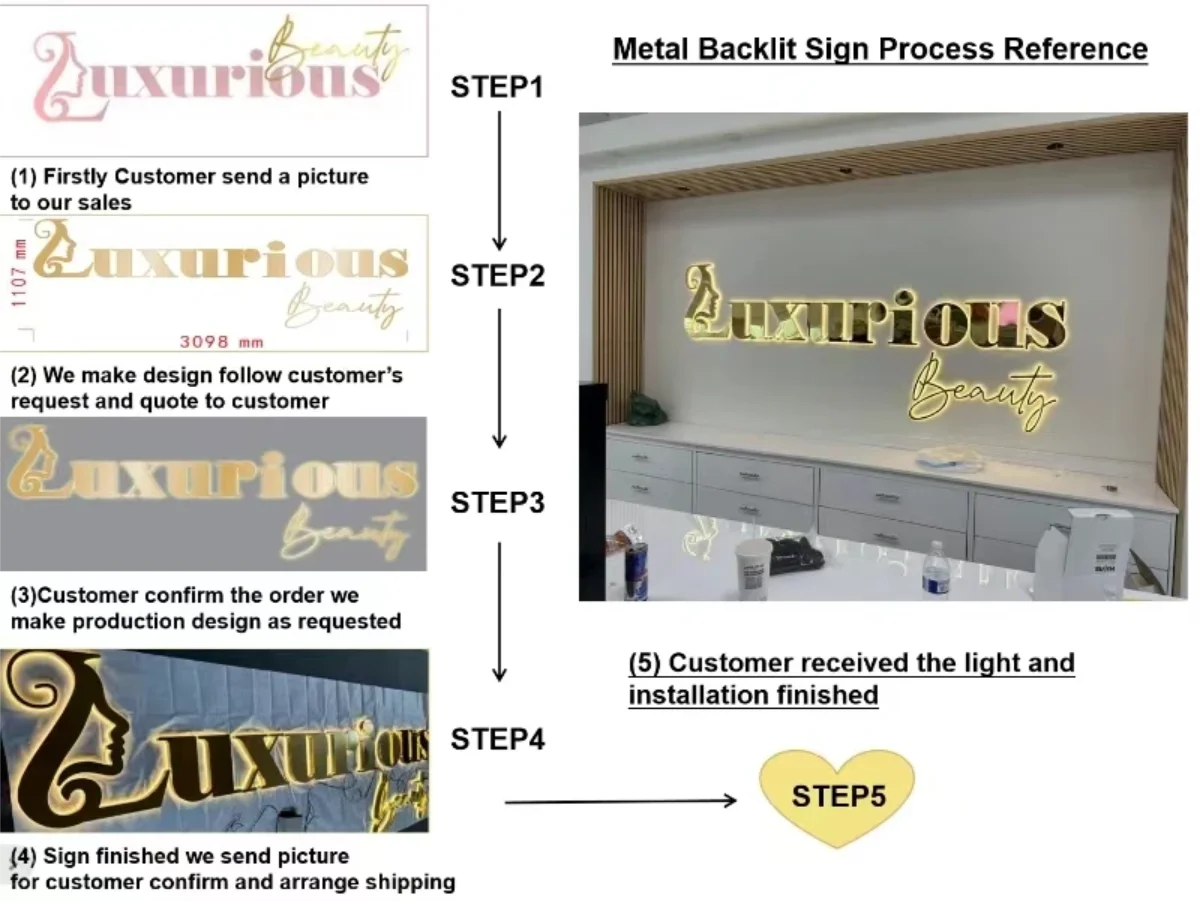 Custom 3D Halo‑Lit Metal Logo Sign Illuminated Letters For Barber Shop Hair Salon Commercial Storefront Business Signage Outdoor