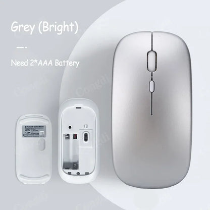Battery-Powered Wireless Mouse Slim Bluetooth-compatible Computer Mice Portable Cordless Mouse for iPad Laptop Desktop Tablet