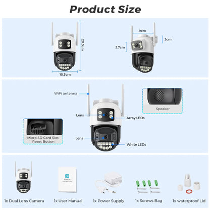 10MP 5K 4X Zoom Dual Lens Wifi Camera Waterproof IP66 HD 8MP Color IR Night Vision Auto Tracking Cloud Wifi Surveillance Cameras