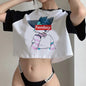 90s Femboy fairycore goth crop top Woman gothic  manga korean fashion graphic  t-shirts cropped