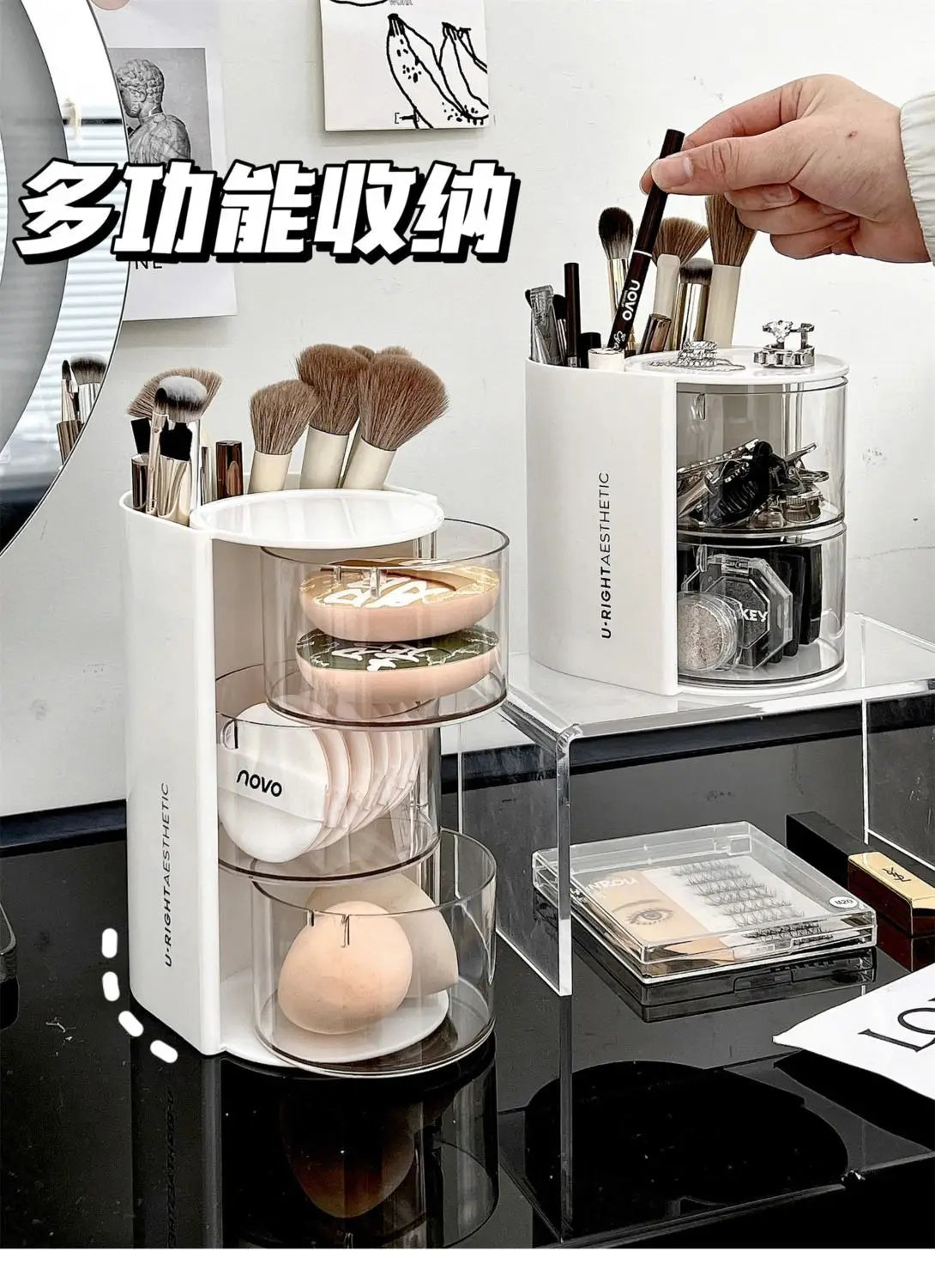 Hair Accessories Organizer Acrylic Storage Box Clear Hair Tie Organizer for Headband Makeup Brush Holder Desk Jewelry Organizer