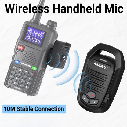 ABBREE Wireless Bluetooth Speaker Microphone Handheld Mic For Baofeng UV-28 UV-21 PRO UV-32 Quansheng UV-K6 TK11 Walkie Talkie