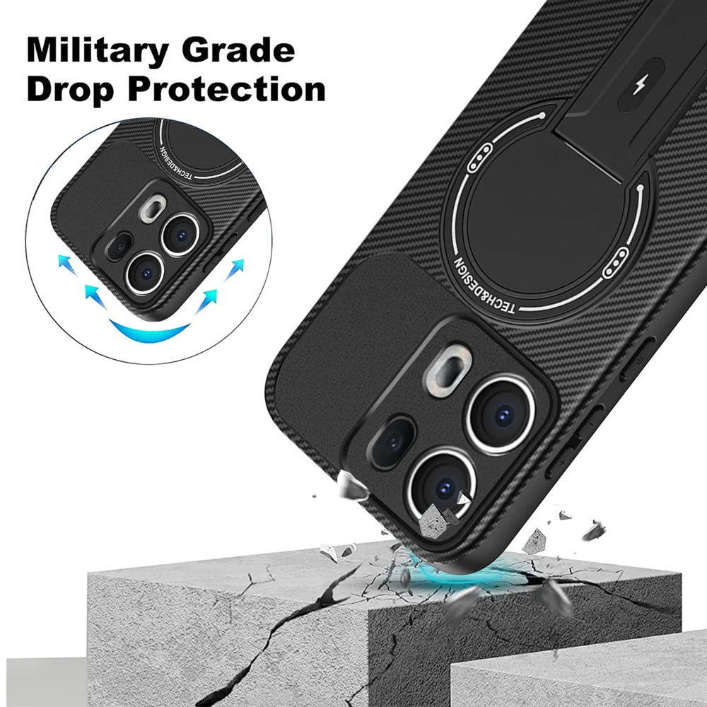 Shockproof Bracket Armor Magnetic Holder Case For OPPO Reno 13 13F Reno13 Pro Reno13F 5G Magsafe Wireless Charge Cover