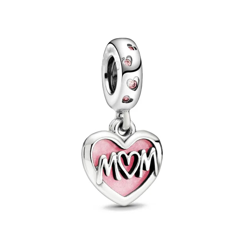 2025 Hot selling 925 Silver Pink Bird Moon Pendant Suitable for European Bracelets DIY Accessories Women's Charm Jewelry Gifts