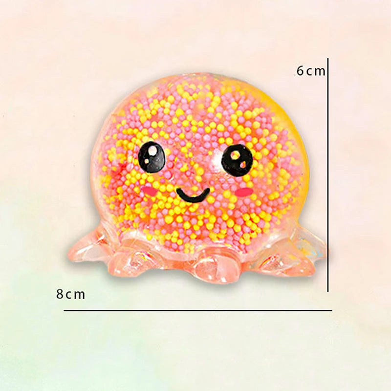 Glow Octopus Squeeze Stress Ball Transparent Foam Bead Fidget Toy Portable Pocket Anxiety Relief Desktop Adult Decor Unique Gift