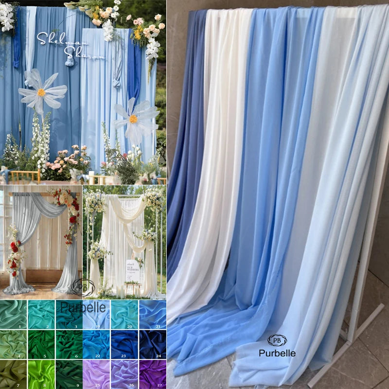 Dusty Blue Soft Chiffon Fabric for Wedding Party Decor Home Decor Georgette Backdrops Curtain Dress Skirt Shirt Cloth DIY