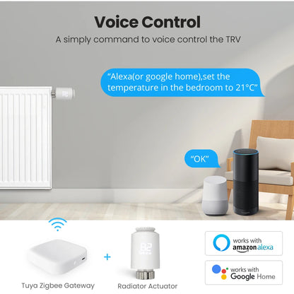 Tuya Zigbee Thermostatic Valve Radiator Zigbee Thermostat Smart Thermostatic Radiator Valve Head Temperature Controller Alexa