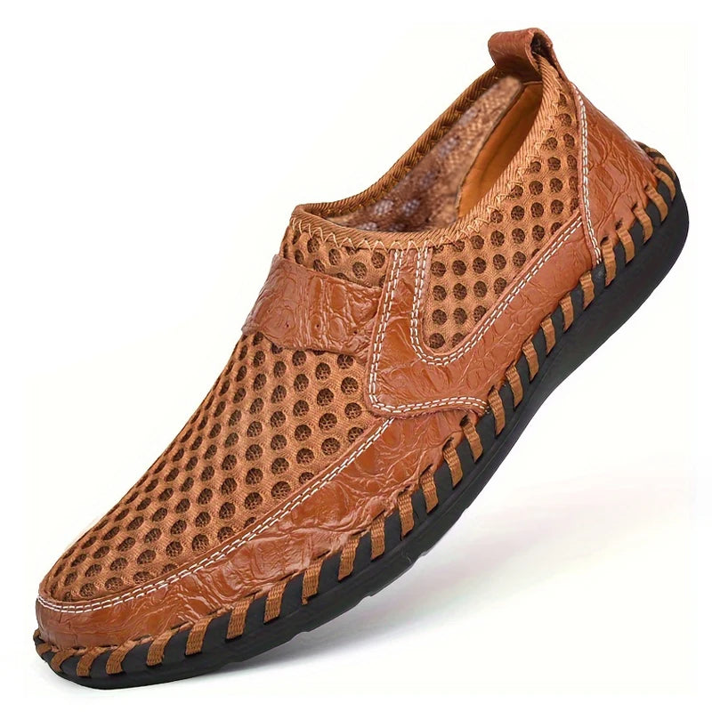 CLOHOO Hand-Sewn Casual Mesh Men's Shoes Comfortable Breathable Upper Fabric Durable Stitching Lightweight Footwear