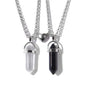 2Pcs/Set Luminous Hexagonal Column Heart Pendant Couple Magnetic Necklace Natural Stone Geometric Pendant Necklace Jewelry Gifts