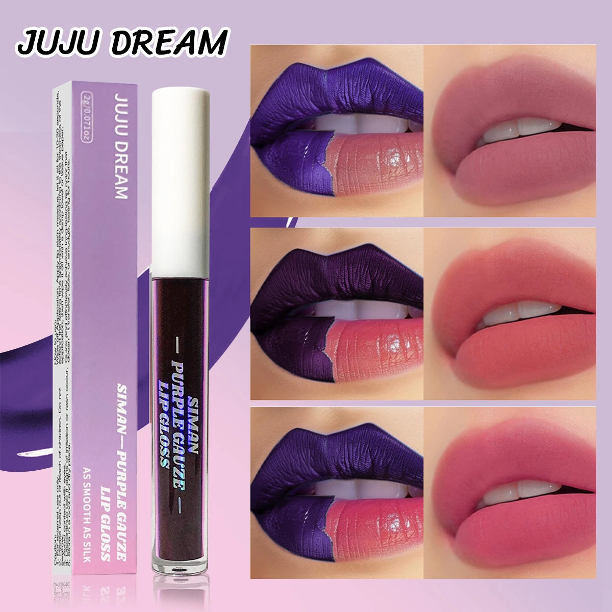 Zestaw barwiących masek do ust JUJU DREAM Peel Off, 3 kolory, długotrwały, wodoodporny różowy tint do ust, odporny na ścieranie, niebrudzący kubka makijaż do ust