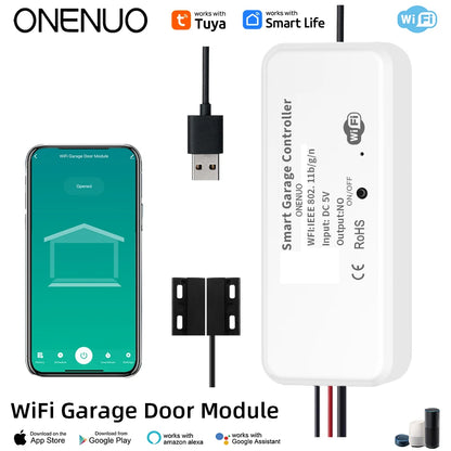 Tuya WiFi Switch Garage Door Controller Smart Door Opener Work with Alexa Google Home Smart Life Tuya APP Control No Hub Require