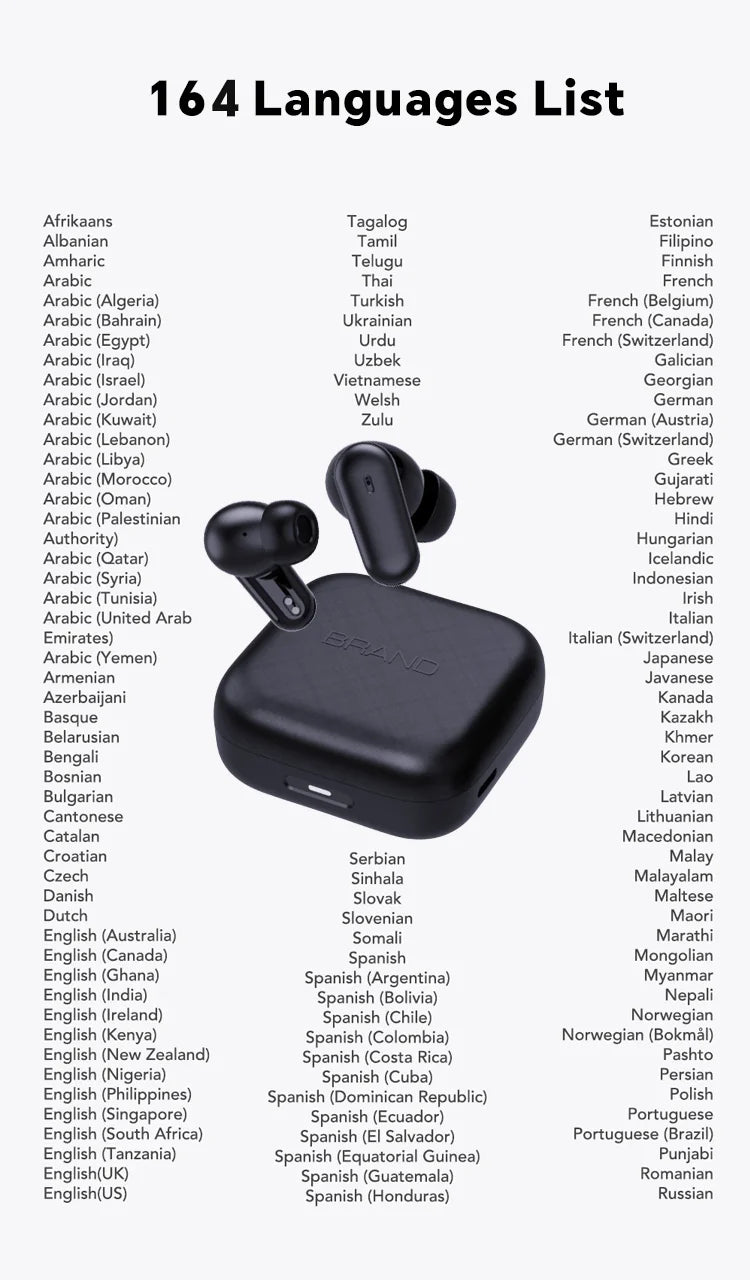 G16Pro AI Translator Earbuds 164 Languages Real Time 2-Way Translation Bluetooth Noise Cancelling HD Call for Trip