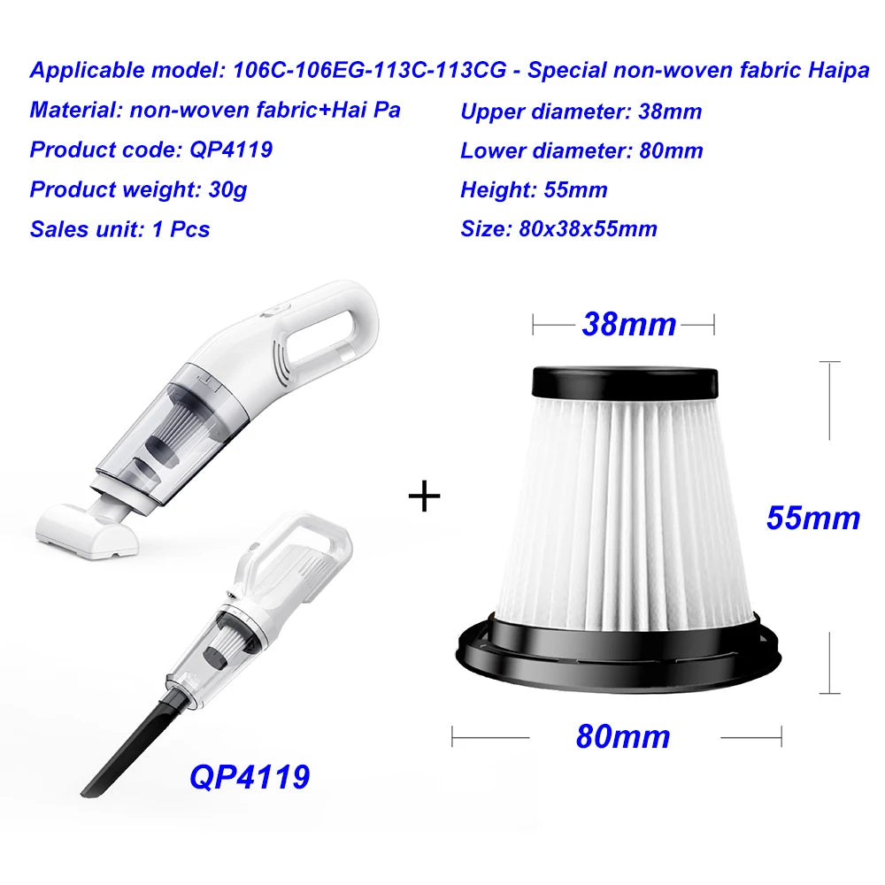 Vacuum Cleaner Filter Element Haipa Professional Non-Woven Fabric Filter Element For Car Vacuum Cleaners 71x36x47mm LT116 model