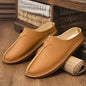 Fashion Leather Men Casual Shoes Slip on Man Loafers Breathable Soft Half Slippers Summer Flats Lightweight Lazy Driving Shoes