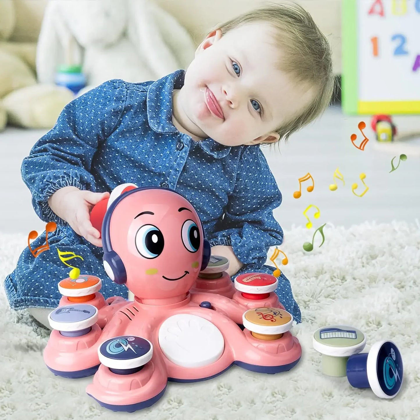Baby Musical Toys Learning Toys for Toddlers Octopus Music Toys Preschooler Musical Educational Instruments Toy for Birthday