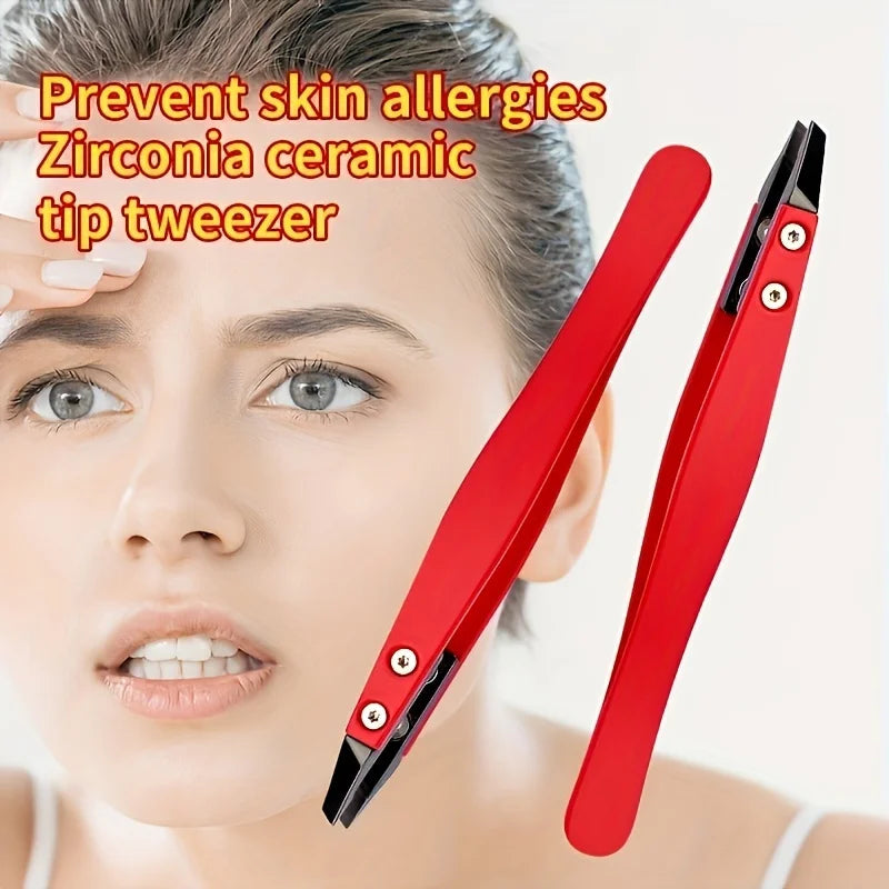 Precision Ceramic Tip Eyebrow TweezersIdeal for Ingrown & Facial Hair Removal, Stainless Steel, Fragrance-Free Beauty Tool