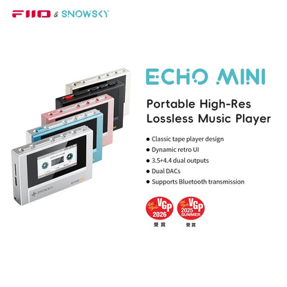SnowSky/FiiO Echo Mini HiFi Bluetooth MP3 Pure Music Player, 15 godzin odtwarzania, wyjście słuchawkowe 3,5 mm/4,4 mm