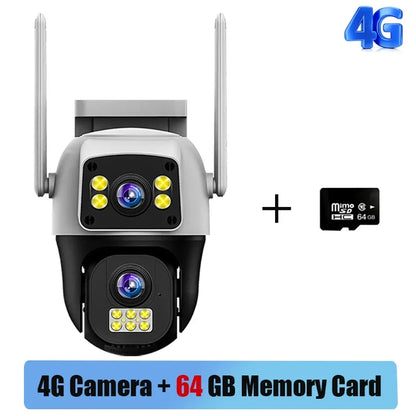 V380Pro 8MP 4G WiFi Dual Lens Dual Screen PTZ Camera IP66 Waterproof Human Detection Security Cam