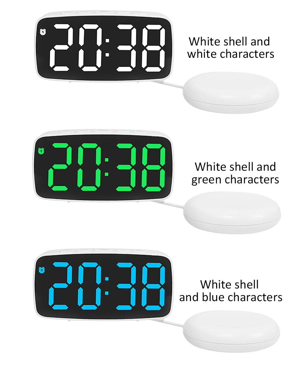 Super Loud Vibrating Alarm Clock LED Table Clock with Brightness Adjustment Desktop Clock for Heavy Sleeper Deaf Hard of Hearing