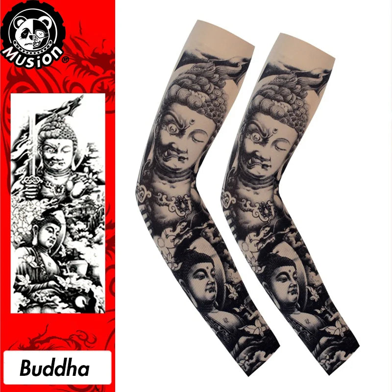 Musion New Seamless Tattoo Sleeves Anti UV Dust Hand Sock Arm Sleeves Fishing Motorcycle Bicycle Unisex Tattoo Sleeve Set A Pair