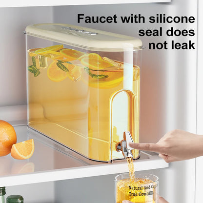 UFORU Leakproof Refrigerator Water Jug Large Capacity Food Grade Beverage Dispenser with Tap for Kitchen Fridge