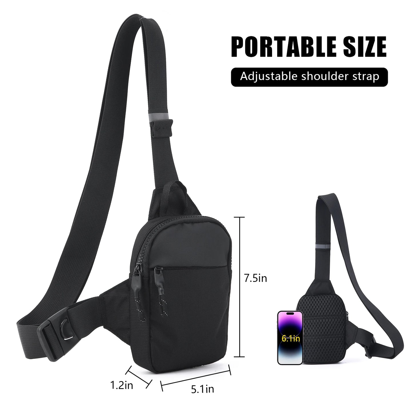 Fashionable Mini Crossbody Bag for Men with Stainless Steel Lock RFID Anti-Theft Mobile Phone Single Shoulder Bag