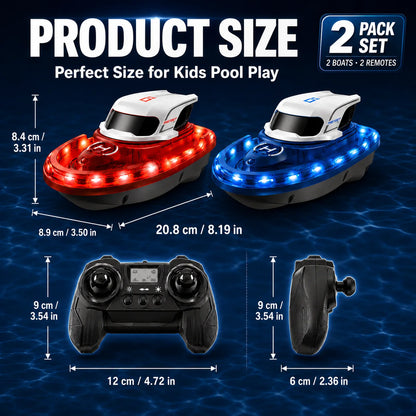 SYMA Q30 2PCS RC Speed Boat 2.4G Remote Control Boat 7 Color LED Light One Key Water Spray Waterproof Pool Lake Toy Gifts for Ki