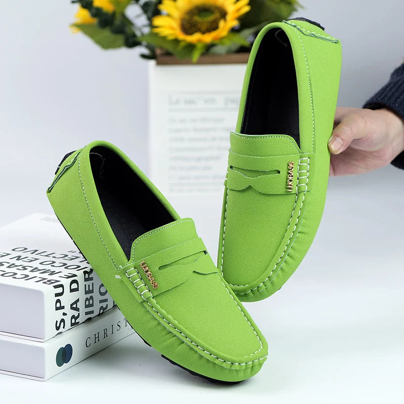 Men's Sleek Metal-Buckle Driving Loafers, Men's Daily Casual Slip-On Footwear, Men's Reinforced Abrasion-Resistant Footwear