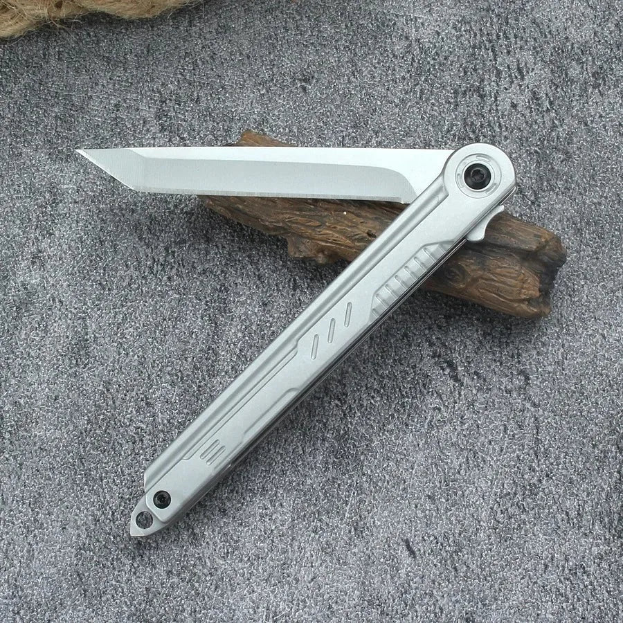 M390 Steel Feather Pattern Folding Knife Outdoor Camping Pocket Knife Portable Fruit Knife High Hardness Folding Knife
