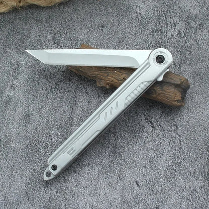 M390 Steel Feather Pattern Folding Knife Outdoor Camping Pocket Knife Portable Fruit Knife High Hardness Folding Knife