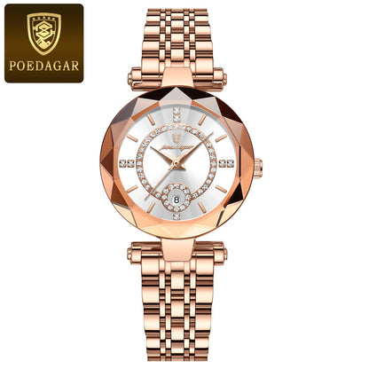 POEDAGAR High Quality Exquisite Wristwatch For Woman Waterproof Stainless Steel Date Quartz Ladies Watch Elegant Women's Watches