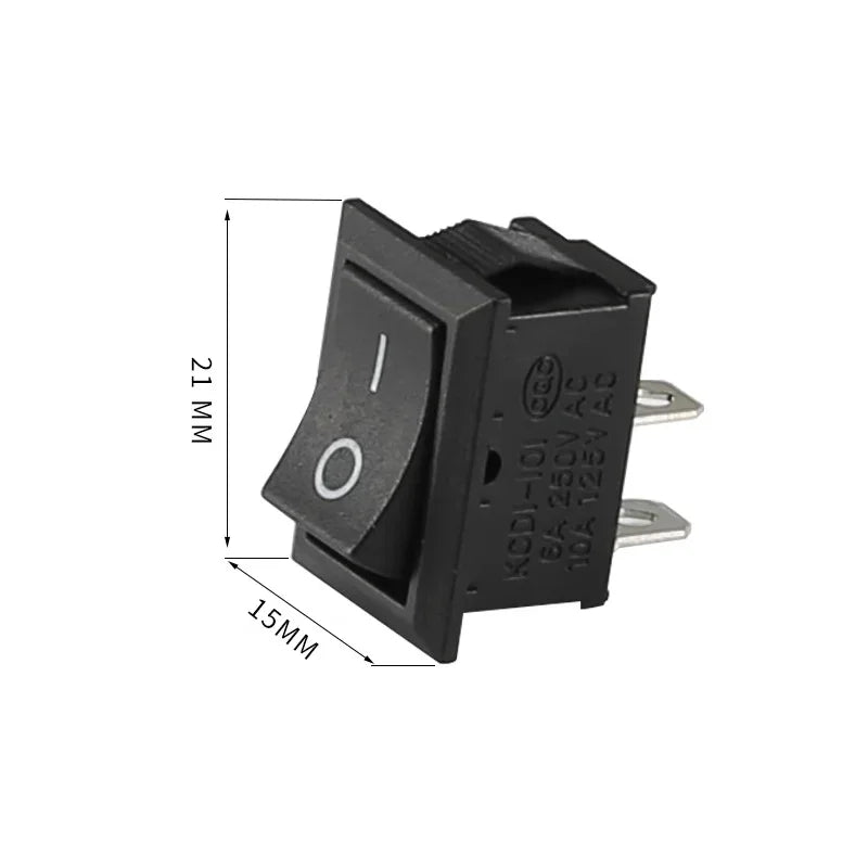 5/20/100pcs Auto Car Truck Boat Rocker Switch 250V 3A 2Pin ON/OFF Toggle SPST Switches Rocker Switch 10x15mm 15*21mm