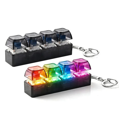 4-Button Light Up Keyboard Keychain Clickable LED Button Fidget Toys with Lights for Stress Relief Anxiety People Desk Accessory