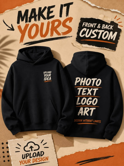 Customize Womens Hoodies Street Oversized Pocket Sweatshirts Hip Hop Unisex Tops DIY Your Logo/Graphic Pullovers Woman Clothes