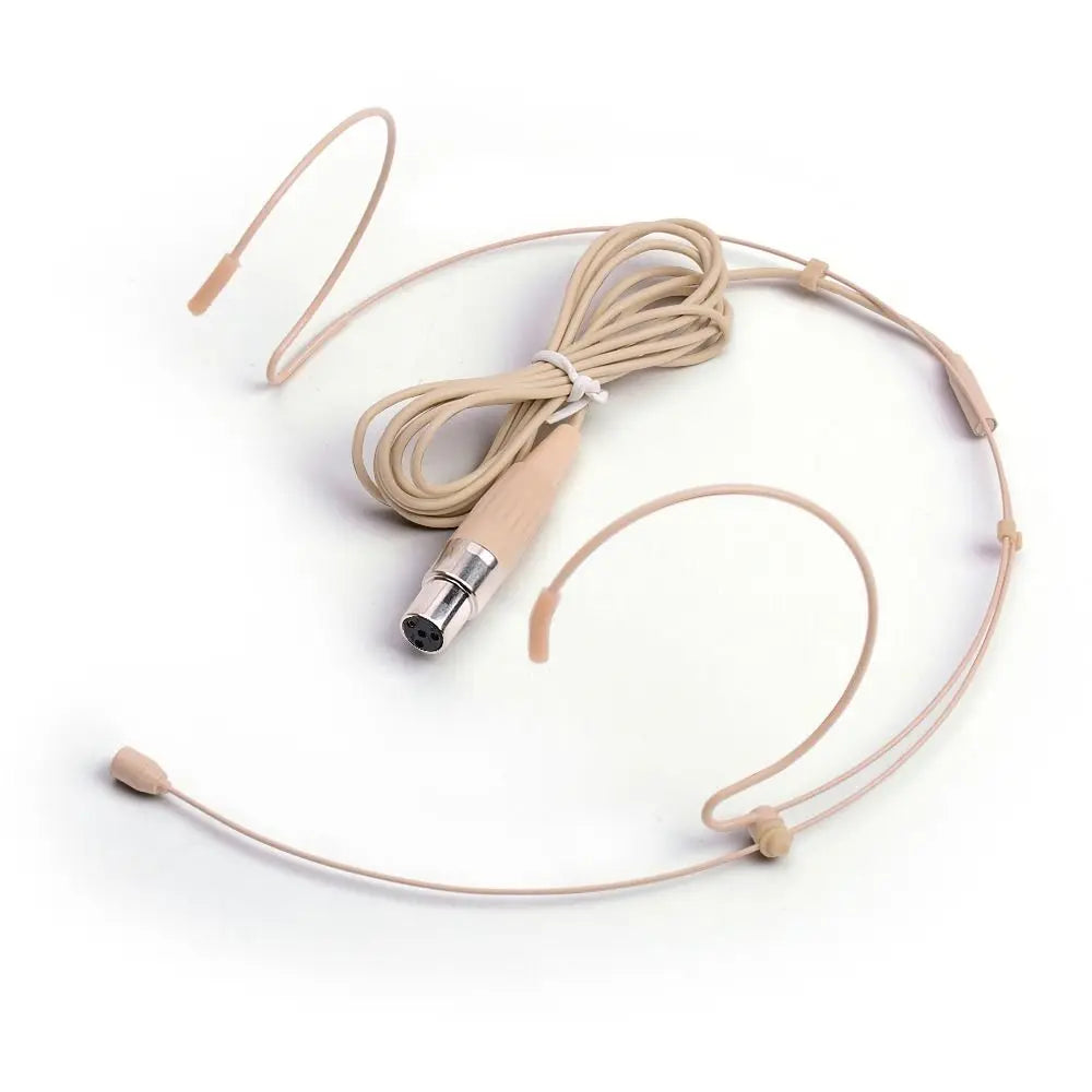Beige Headset Mic Wireless Double Earhook Headworn Microphone 3.5mm 3 Pin Amplifier Voice Speaker Microphone Accessories