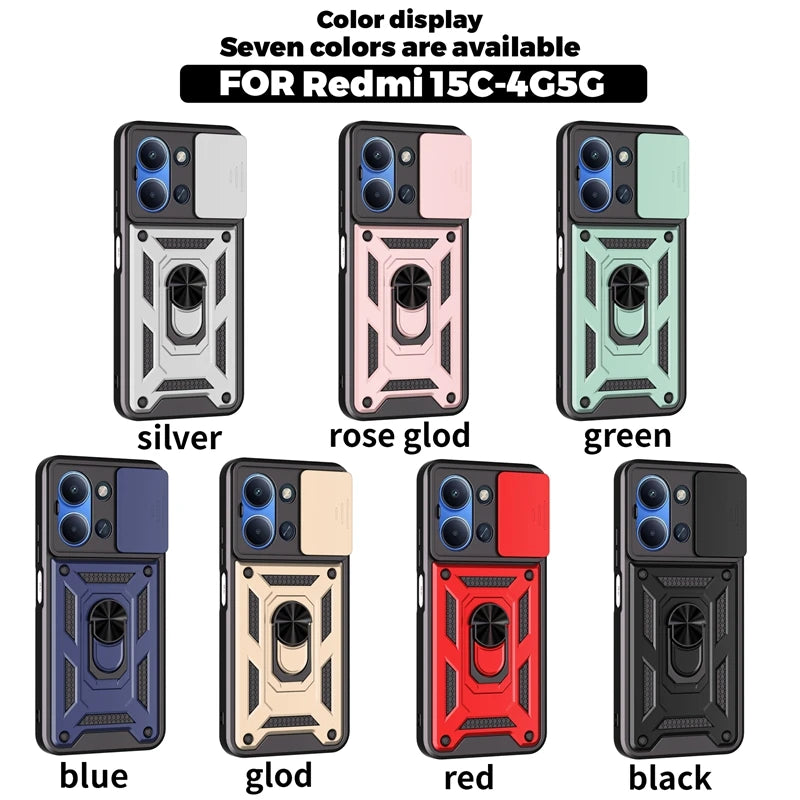 For Xiaomi Redmi 15C 4G 171mm Case Magnetic Holder Ring Armor Shockproof Cases For Redmy 15C 15 C Redmi15C Lens Protector Cover