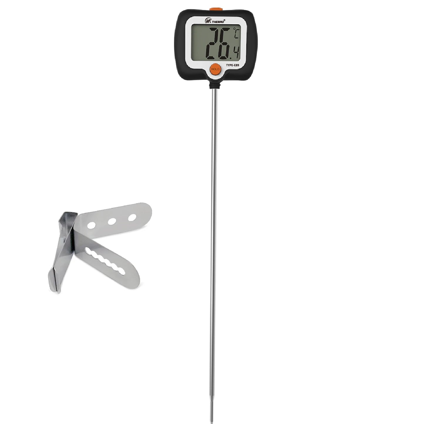 Digital Candy Thermometer with Stainless Steel Probe & Clamp for Sugar Cooking, Syrup Making, Deep Frying – Accurate ±1°F